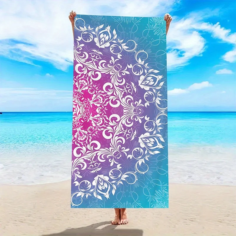 

Beach towel colorful mandala print pattern sun protection windproof suitable for swimming pool camping travel blanket