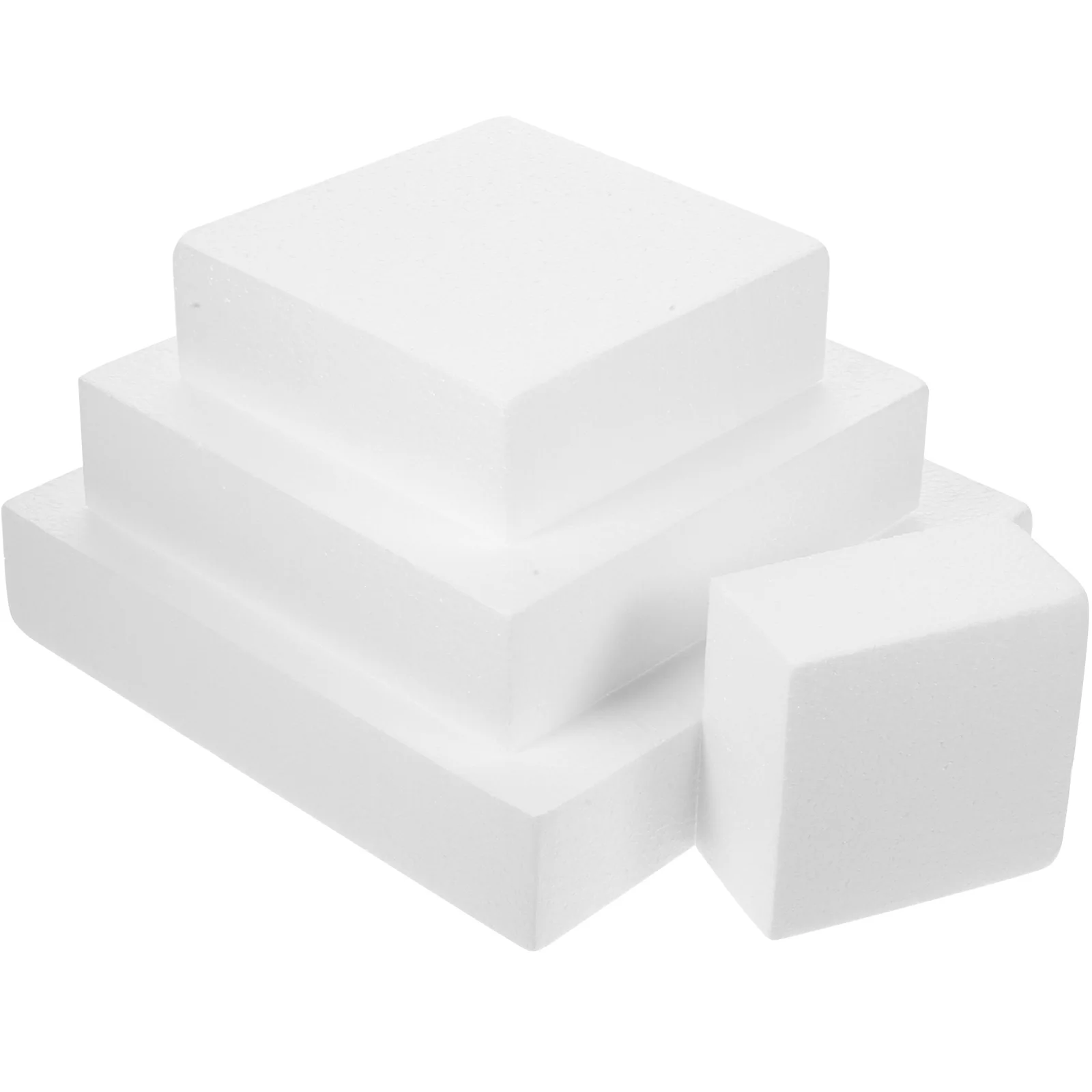 

4pcs White Foam Cake Dummies 5cm-4 6 8 10 Inch Practice Mold for Wedding DIY Decor Cubic Shape Craft Pillar Dummy