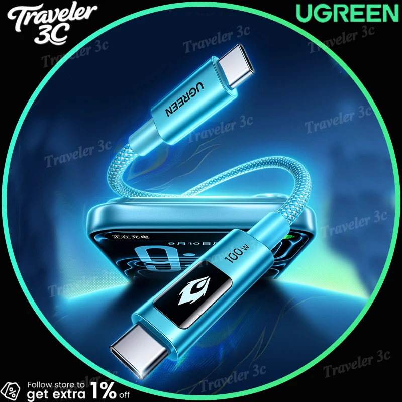 UGREEN X Honkai Star Rail Yao Guang Dual To Type C Cable 100W PD 30 Fast Charging Braided Data Sync Cord E-Marker PD3.0 L509