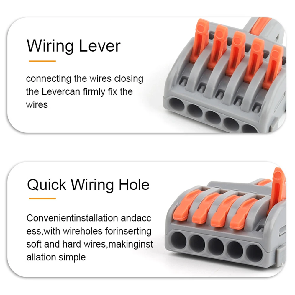 10/100PCS Electrical Cable Connector 1 in Multiple out Quick Wire Terminal Block 2/3/4/5Pin Push in Lever Connectors 0.08-4.0mm2 view 3
