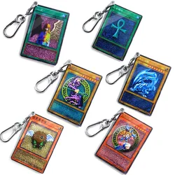 Anime Duel Monsters Cosplay Keychain Monster Reborn Blue Eyes White Dragon Acrylic Transparent Card Pendant Accessories