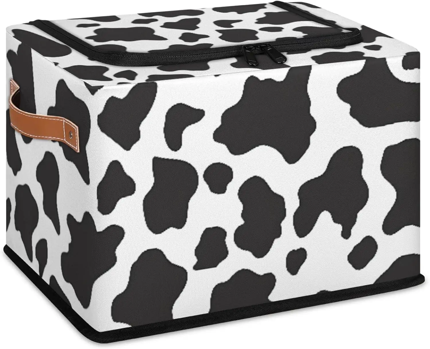 

Коробка для хранения с принтом под коровью шкуру, с крышкой на молнии, складной органайзер для багажника, автомобильный органайзер и коробка для хранения с крышкой.