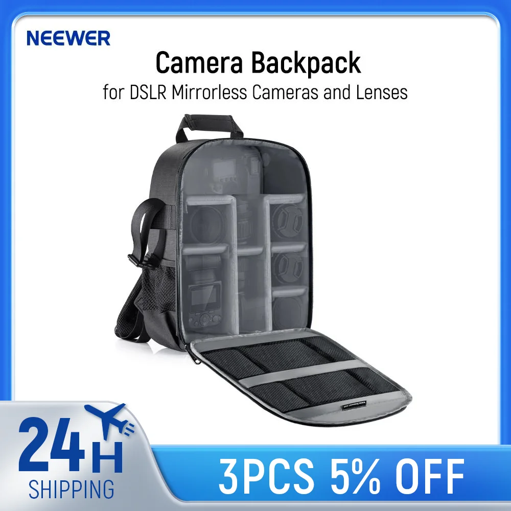 Neewer Camera Backpack Flexible Partition Padded Bag Shockproof Insert Protection for SLR DSLR Mirrorless Cameras and Lenses