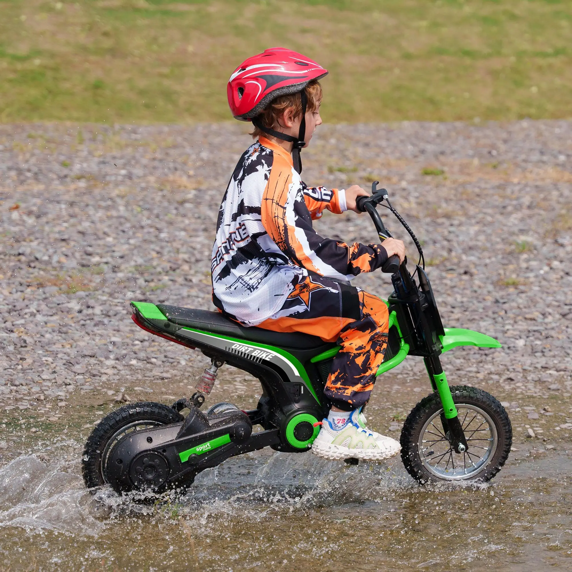 Elektrische crossmotor met draaigreep, 24V 350W off-road elektrische motorfiets, tot 15 MPH met rem, muziekhoorn