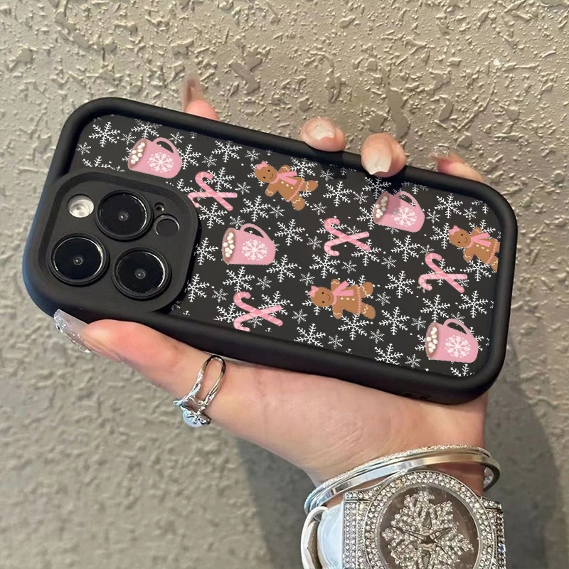 

Phone Case Gingerbread Man Cane Sugar Snowflake Pattern For Xiaomi Redmi Note 14 Pro Plus 5G 13 12S 12 11 10 14C 13C 12C Cover