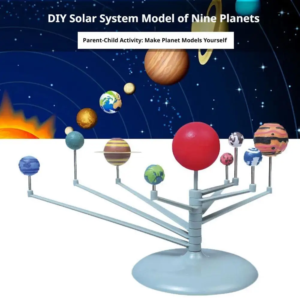 Solar System Model Children's Science DIY Toy Nine Planets Celestial Orbiter DIY Physical Model Science Educational Toy