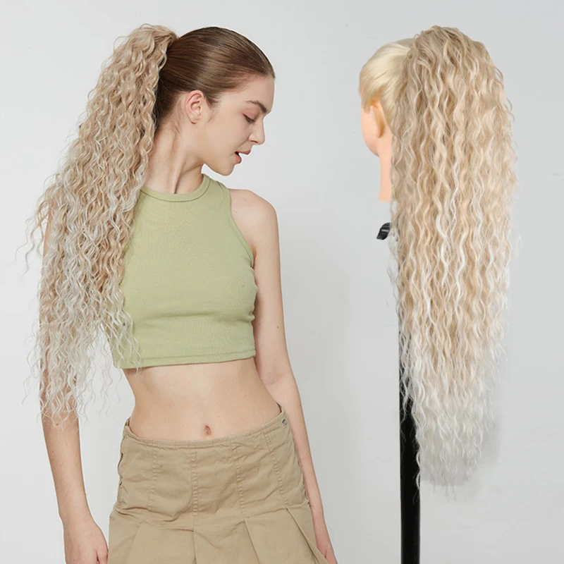 

JULIANNA Synthetic Kanekalon Ponytail Hair Extension For Women Long Curly Pigtail Clip In Heat Resistant Hairpiece Wholesale