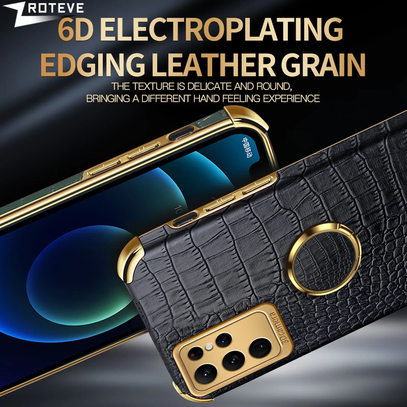 S25 Ultra Case ZROTEVE Crocodile Leather Plating Silicone Soft Cover For Samsung Galaxy S25 Edge S24 S23 S22 S21 FE Phone Cases