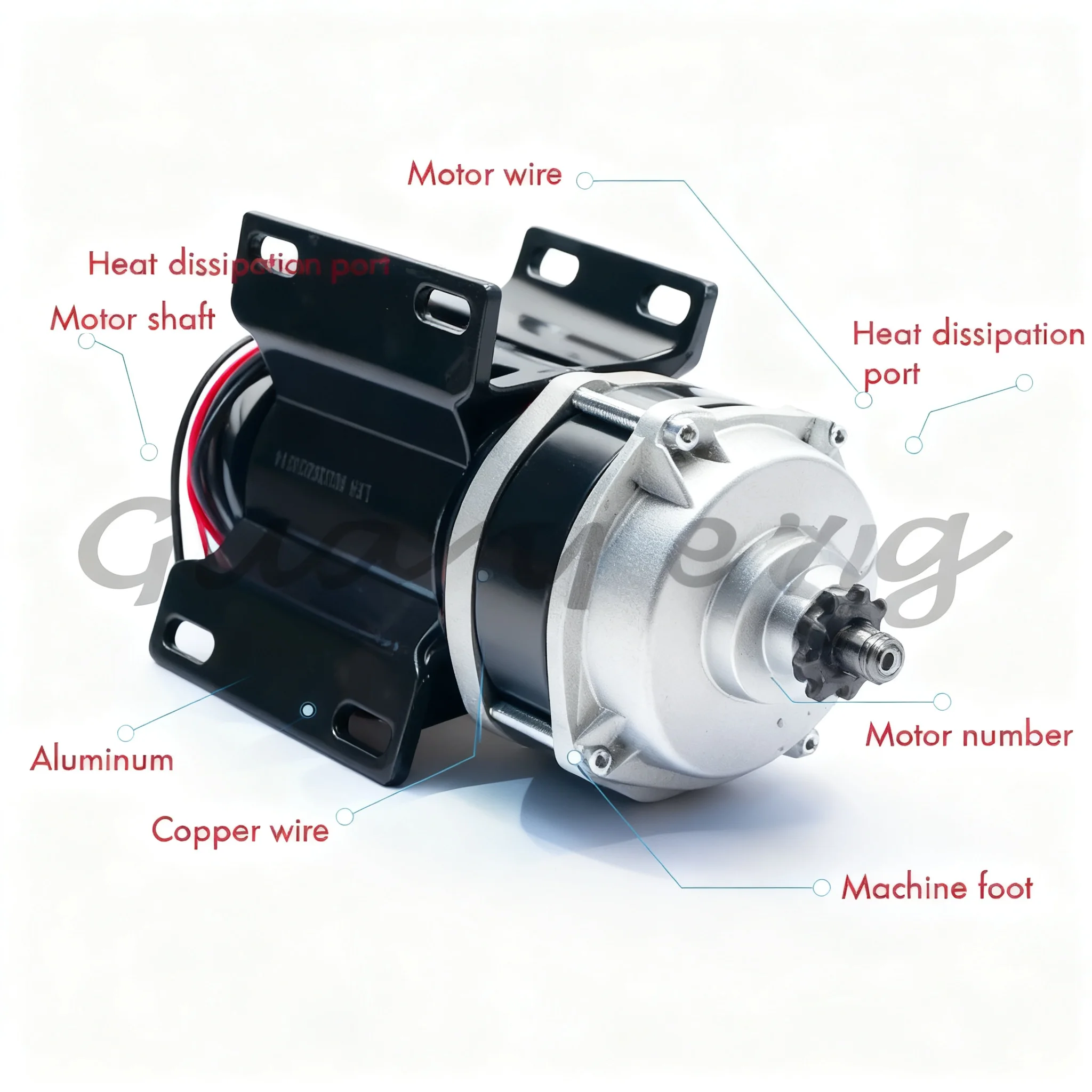 500RPM Brushed Permanent Magnet DC Gear Motor, 12V 36V 48V 500W/800W Micro Electric Motor for Tricycle & Small Car Drive