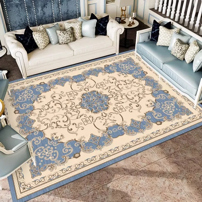 European-Style Prints Bedroom Bedside Rug Light Luxury Living Room Carpet Home Decor Sofa Coffee Table Mat Home Tapis Alfombra