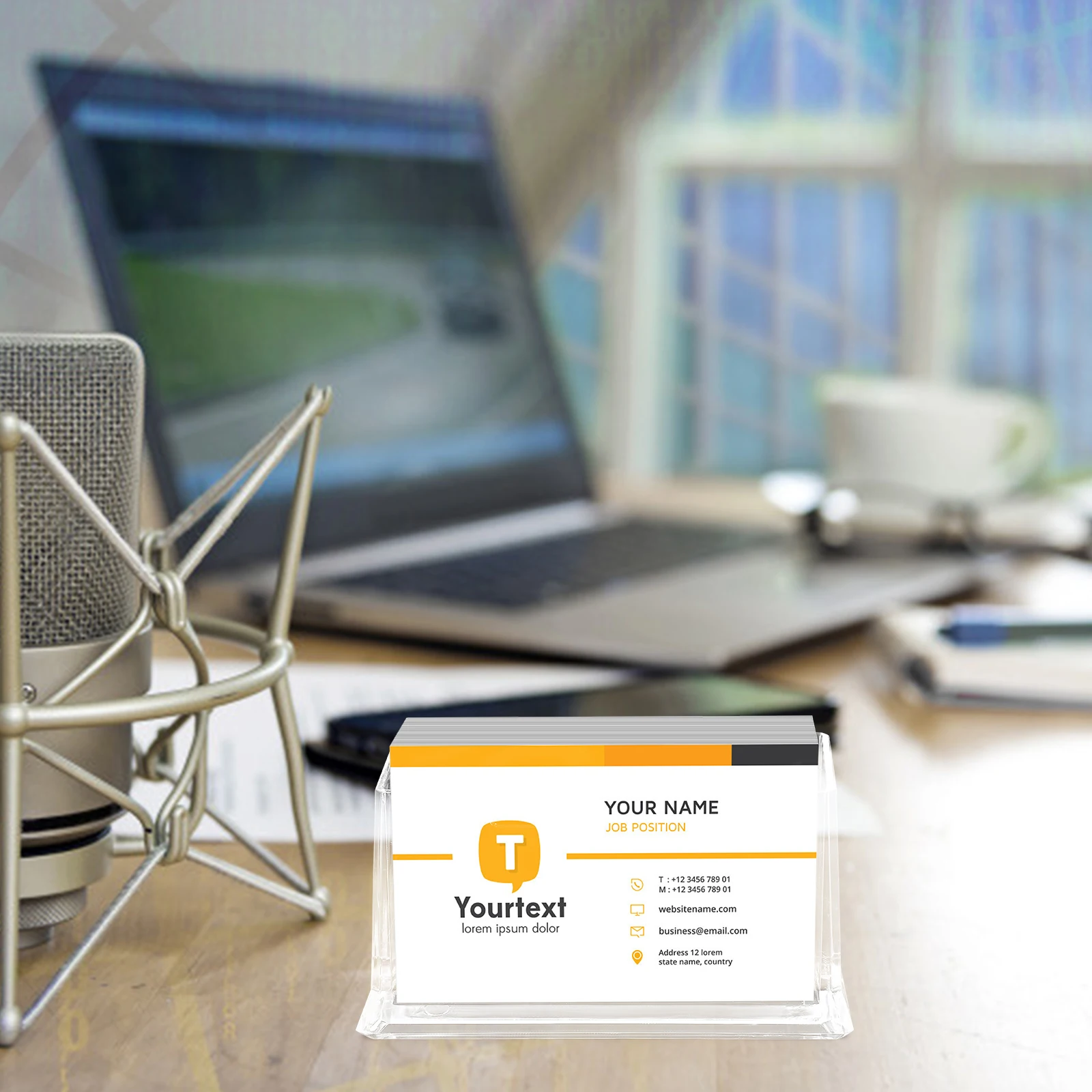 

2Pcs Business Card Holder Acrylic Display Stand Thickened Base Clear Desktop Organizer Card Holder Postcard Display Stand