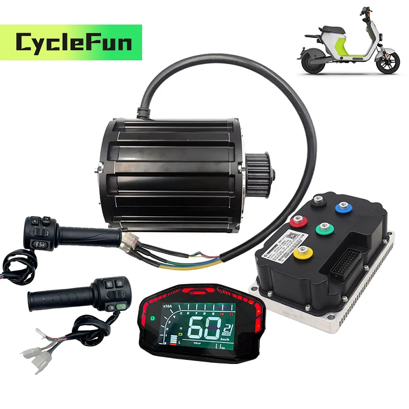 

QS120 70H 2KW 72V Mid Drive Motor With FarDriver ND72360 Controller DKD Display And T08 Throttle For Electric Motorcycle Scooter