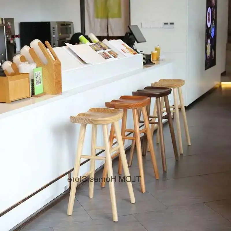 

Cafe Nordic Solid 의자 Деревянный бар Дизайнерские стулья для минимализма Бытовая кухонная стойка регистрации Высокий барный стул