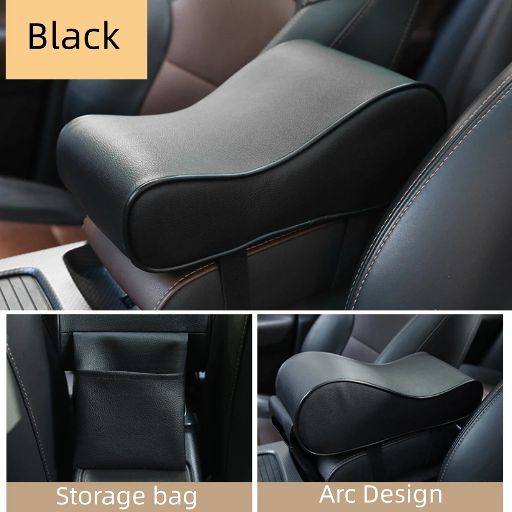 Leather Car Armrest Pad Auto Central Console Seat Box Mat Cushion Pillow Cover Vehicle Protective Styling Universal with Pocket