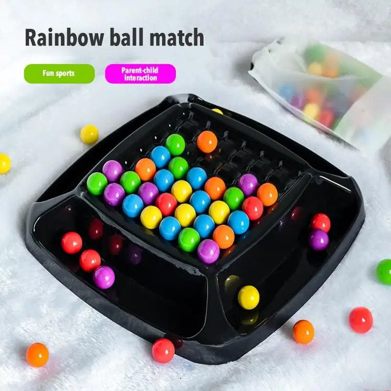 

20CM Rainbow Game Interaction Puzzle Magic Chess Game Rainbow Ball Elimination Color Educational Toy with 48 Colored Beads