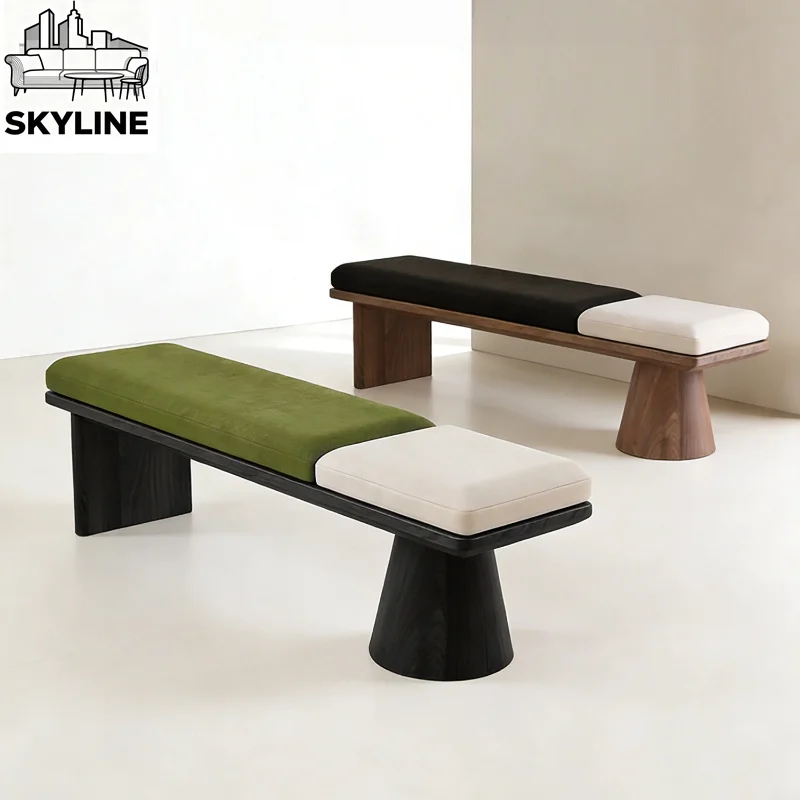 Designer Solid Wood Multi-scene Bench, Minimalist Entry Shoe Changing Stool & Living Room Side Seat