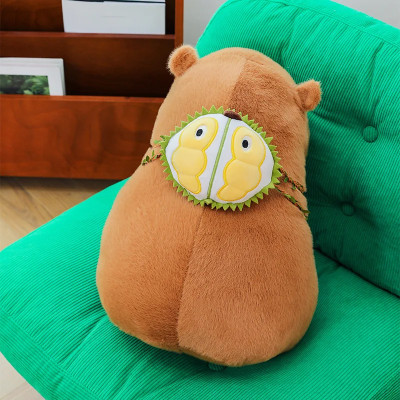 귀여운 카피바라 과일 두리안 봉제 인형 베개 귀여운 기니피그 봉제 인형 탈부착 가능한 백팩 어린이 생일 크리스마스 선물