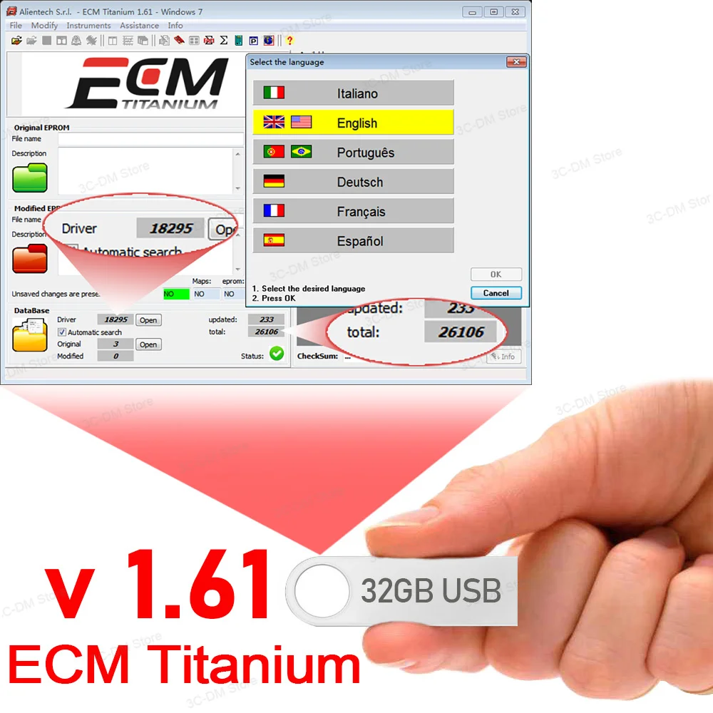 ECM V1.61 With 26000+ Drivers ECM Titanium 1.61 With 18259+ Driver Hexadecimal View Checksum car repair software for ecu tool