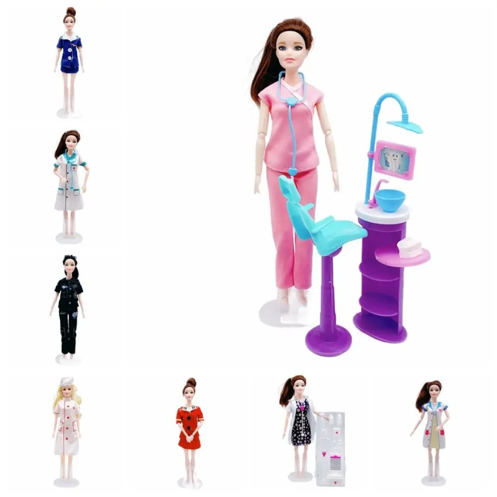 1 conjunto cena médico/enfermeira boneca roupas traje cosplay boneca vestido barbeiro comissário de bordo bjd boneca roupas para 11 Polegada boneca
