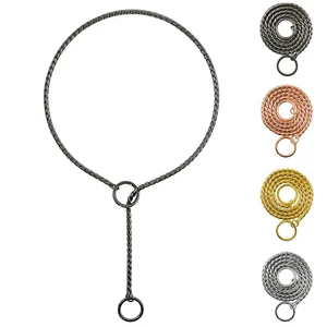 Kerah Choke Anjing Tugas Berat Kerah Ular Rantai P Anjing Pelapis Kerah Pelatihan Anjing Anti Karat untuk Anjing Kecil Besar Hitam / Emas 8 rantai choke anjing penjualan terbaik - №