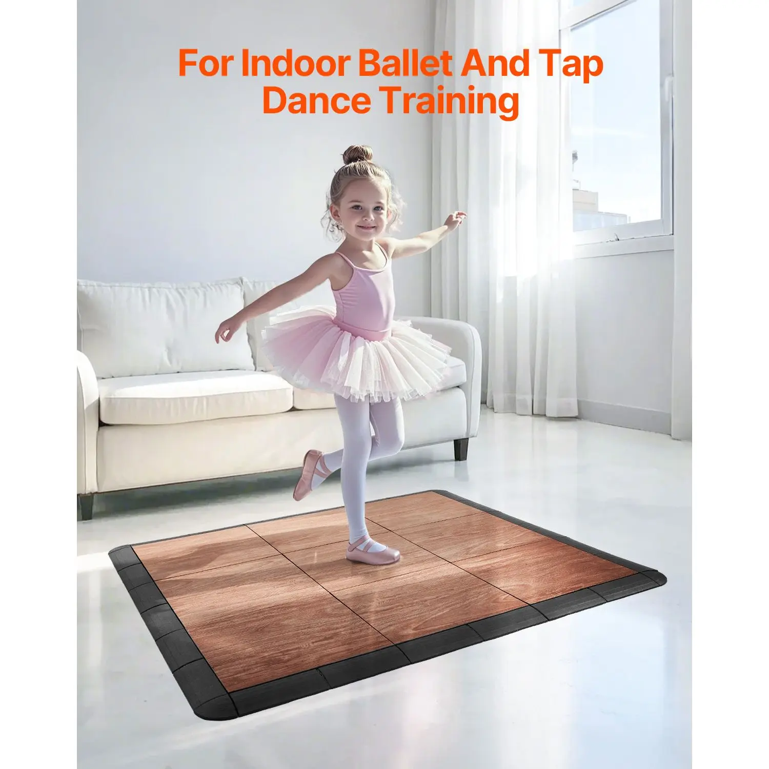 Dance Floor Tiles, 12.4 x 12.4 in 52 Piece Interlocking Dance Flooring, Portable Dance Practice Floor with Cushioned Base (Oak Wood Grain, 52 sq. ft/Box )