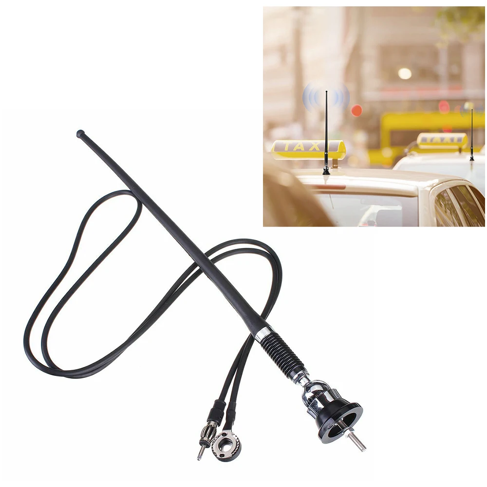 High‑Grade Aluminum Alloy ABS Car Roof Antenna 44cm AM FM VICS Shockproof With 1.3m Cable & Stand view 2