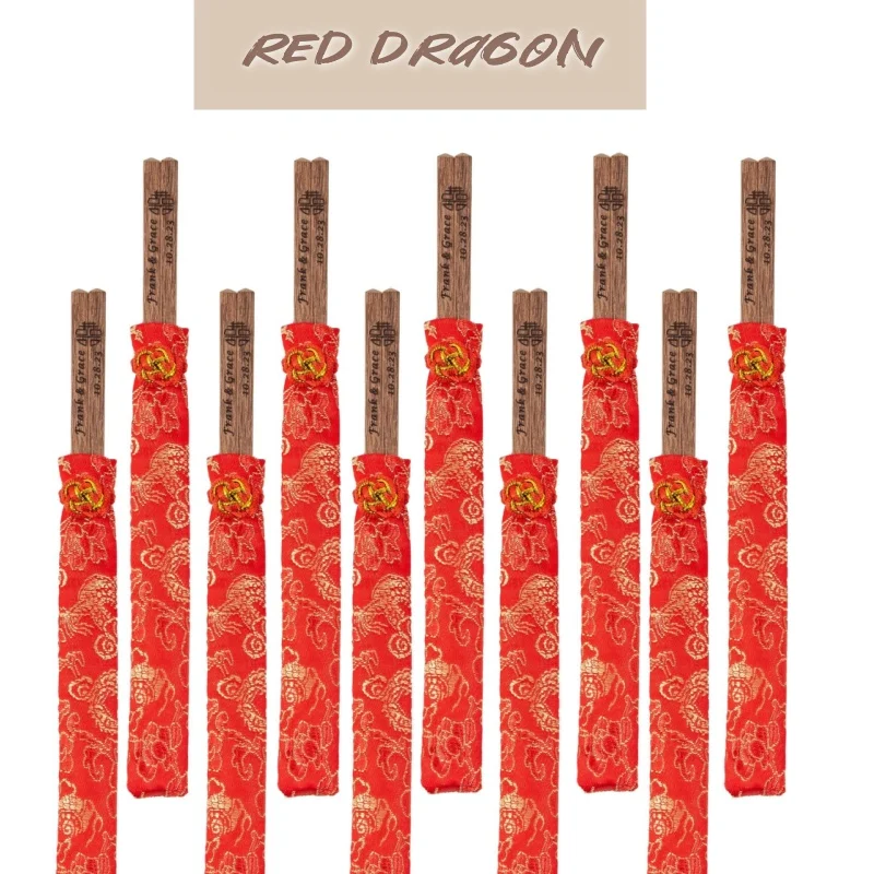 10-100Pairs Chinese Knot Wood Chopsticks Durable Household Food Stick Gold Dragon Tableware Chopsticks Customized Wedding Favors