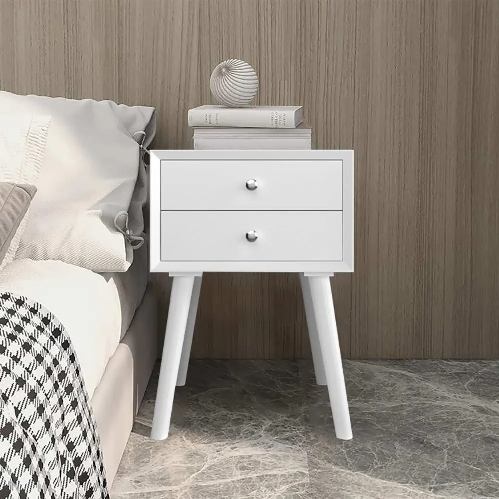 

1PC Mid Century Wooden Multipurpose Side Table with 2 Storage Drawers Nightstand