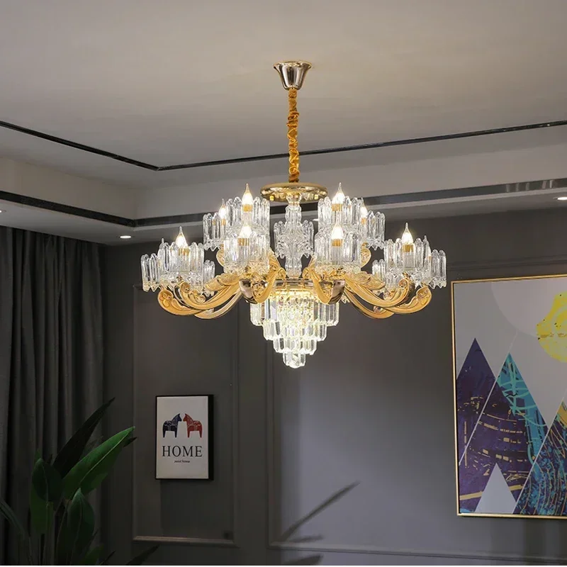

New Living Room Decoration Crystal Chandelier Light Luxury Simple Modern LED Ceiling Mounted Hanging Lamps Dining Island Bedroom
