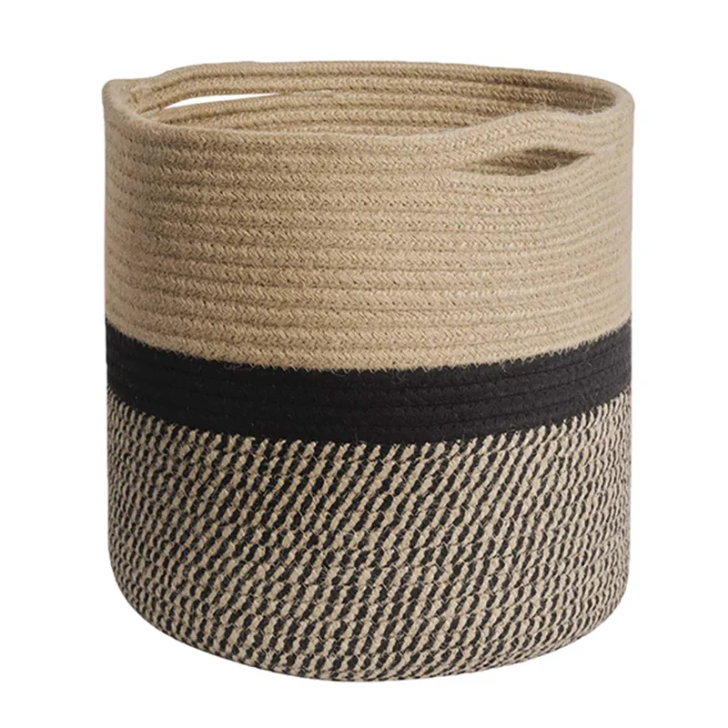 ABWR-2X صناديق التخزين سلال تنظيم المكعب ، غطاء وعاء النبات المنسوجة سلة الغسيل سلة الغسيل مع مقابض ديكور حديث