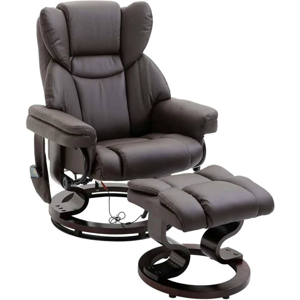 

HOMCOM Massage Recliner Chair with Ottoman Footrest, 10 Vibration Points, 360° Swivel Reclining Chair, Faux Leather Living Room