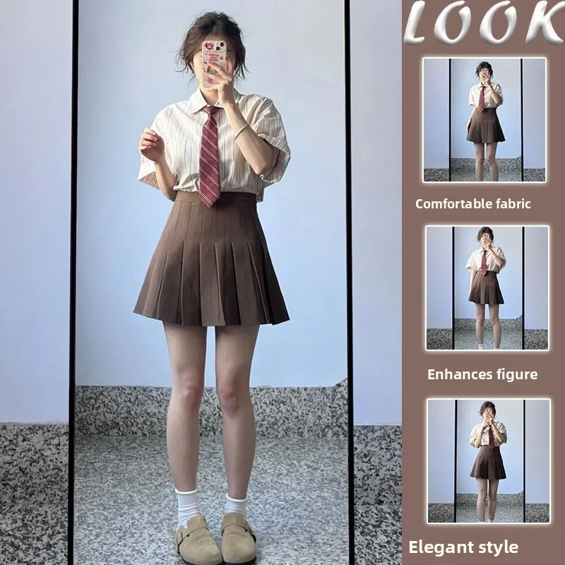 

Комплект из двух предметов с плиссированной юбкой в вертикальную полоску для молодых женщин, костюм из полиэстера для профессиональной школы Sle Faionable