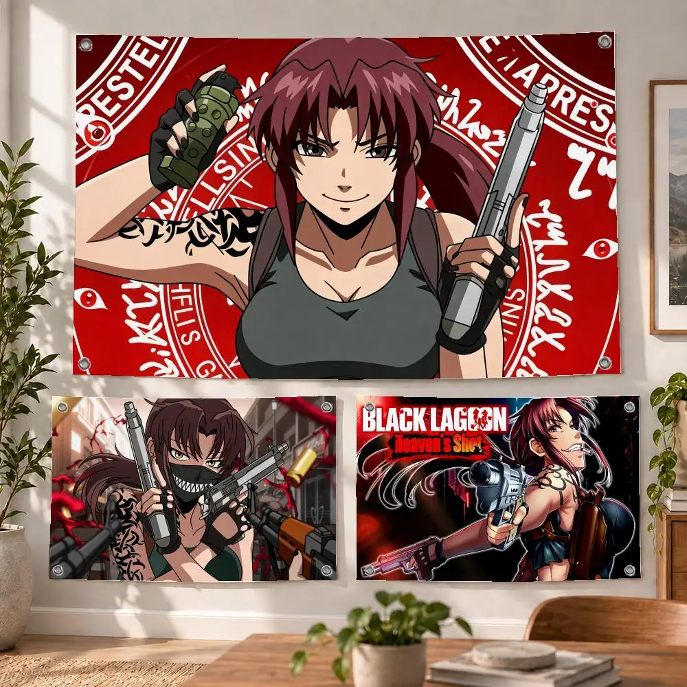 Anime Action Black Lagoon Flags Decorative Flag Banner Indoor Bedroom Dorm Gaming Room Wall Party Club Decor Fan Gift