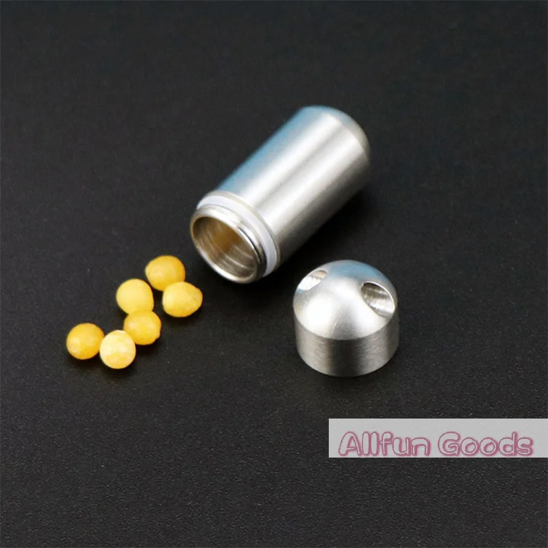 [TG835]Pill Holder Portable Waterproof Metal Capsule Box Keychain Pill Case Storage