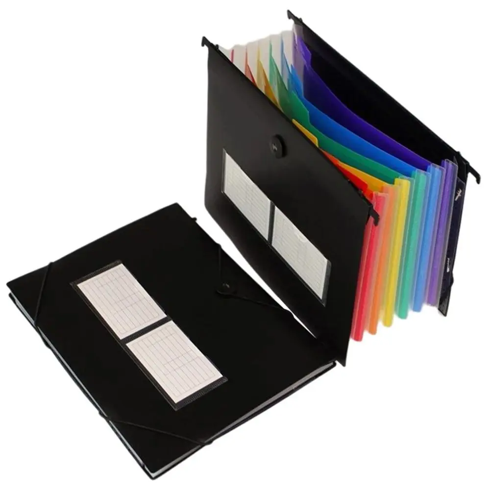 Pasta de arquivos expansível com abas multicoloridas, plástico, envelopes transparentes, suporte de documentos, bolsa de armazenamento, carta, B5