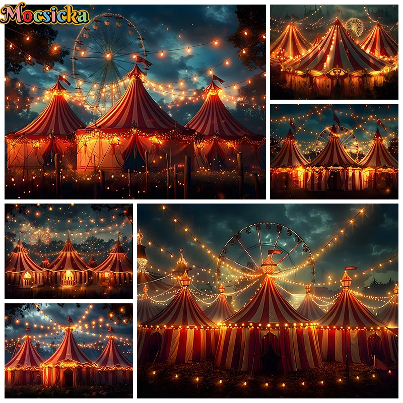 

Circus Background For Photography Ferris Wheel Night Light Children Adult Birthday Backdrop Party Decoration Photozone Poster