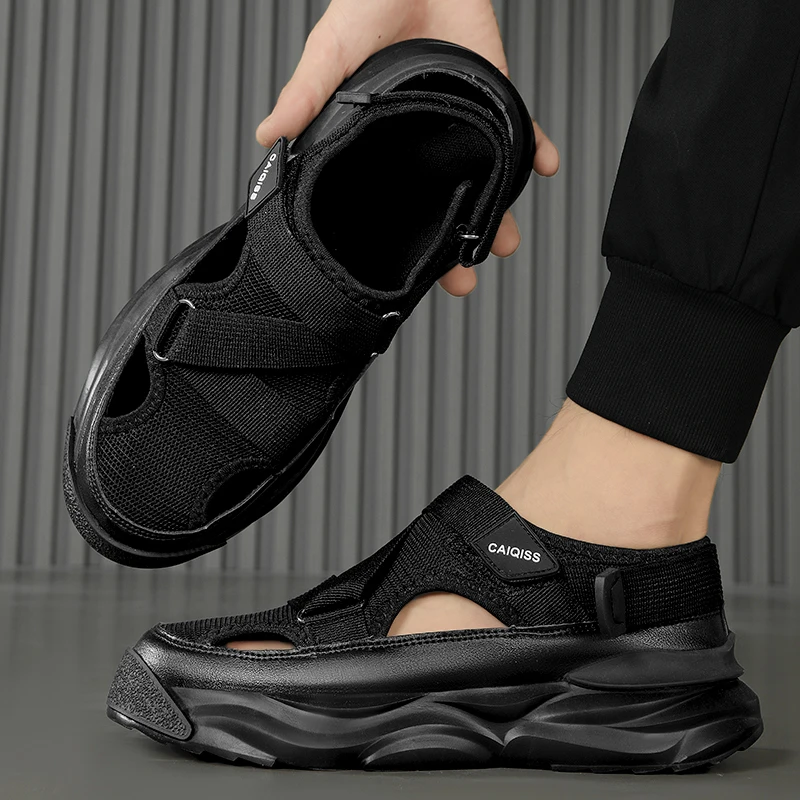 New Men Sandals, Summer Outdoor Hollow Breathable Anti-slip Beach Shoes, Trend Versatile Casual Sandals For Daily Wear
