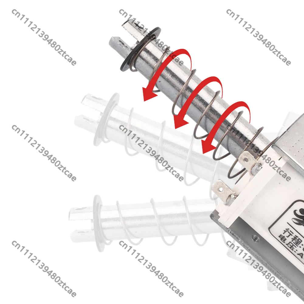 100mm Long Stroke Push Pull Electromagnet, 15KG Thrust Self-Reset Solenoid, DC 24V AC 220V Industrial Electromagnet