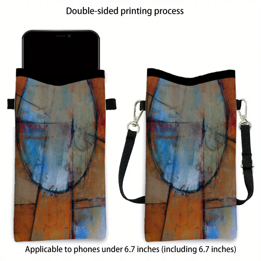 Simple Geometric Abstraction Fashion Mobile Phone Bag Multifunctional Crossbody Phone Bag Adjustable Strap Shoulder BagWomen2.11