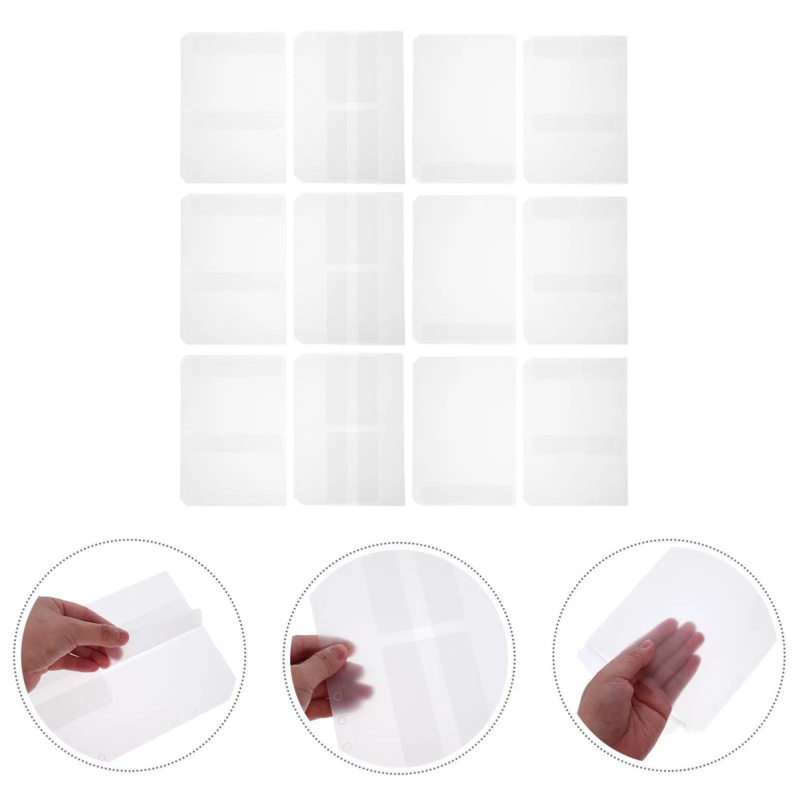

24Pcs Transparent Loose Leaf Binder Pockets Waterproof Zipper Document Organizer Folders for Cash Receipt Name Card Home Office