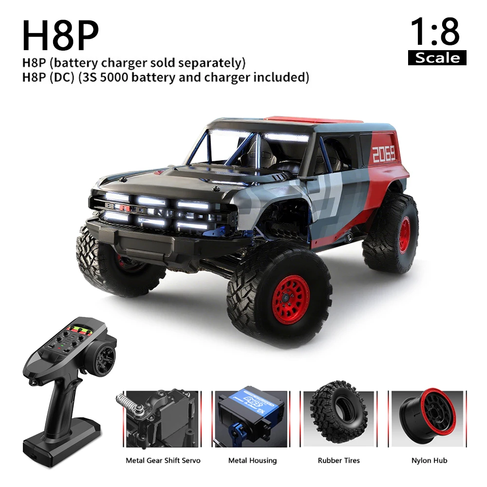 

1:8 Brushless Motor H8P Simulated Remote Car 2.4GHz Remote Control Electric Four-Wheel Drive Climbing Cars Off-Road Vehicle Toys