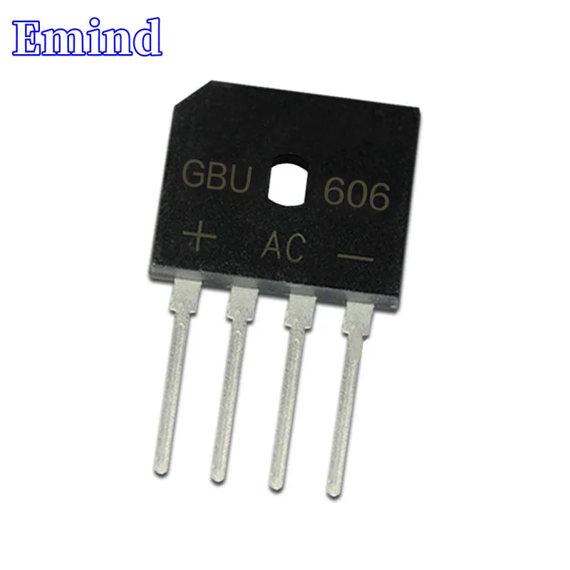 10Pcs GBU606 Bridge Rectifier 6A/600V GBU6J Bridge Stack Cutable Feet GBU Footprint Flat Bridge