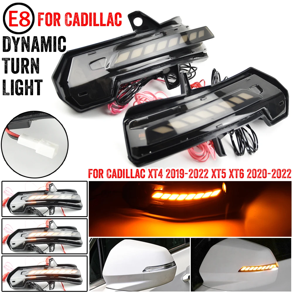 

2Pcs LED Dynamic Turn Signal Light Side Mirror Blinker Arrow Sequential Flasher Repeater For Cadillac XT4 XT5 XT6 2019-2020