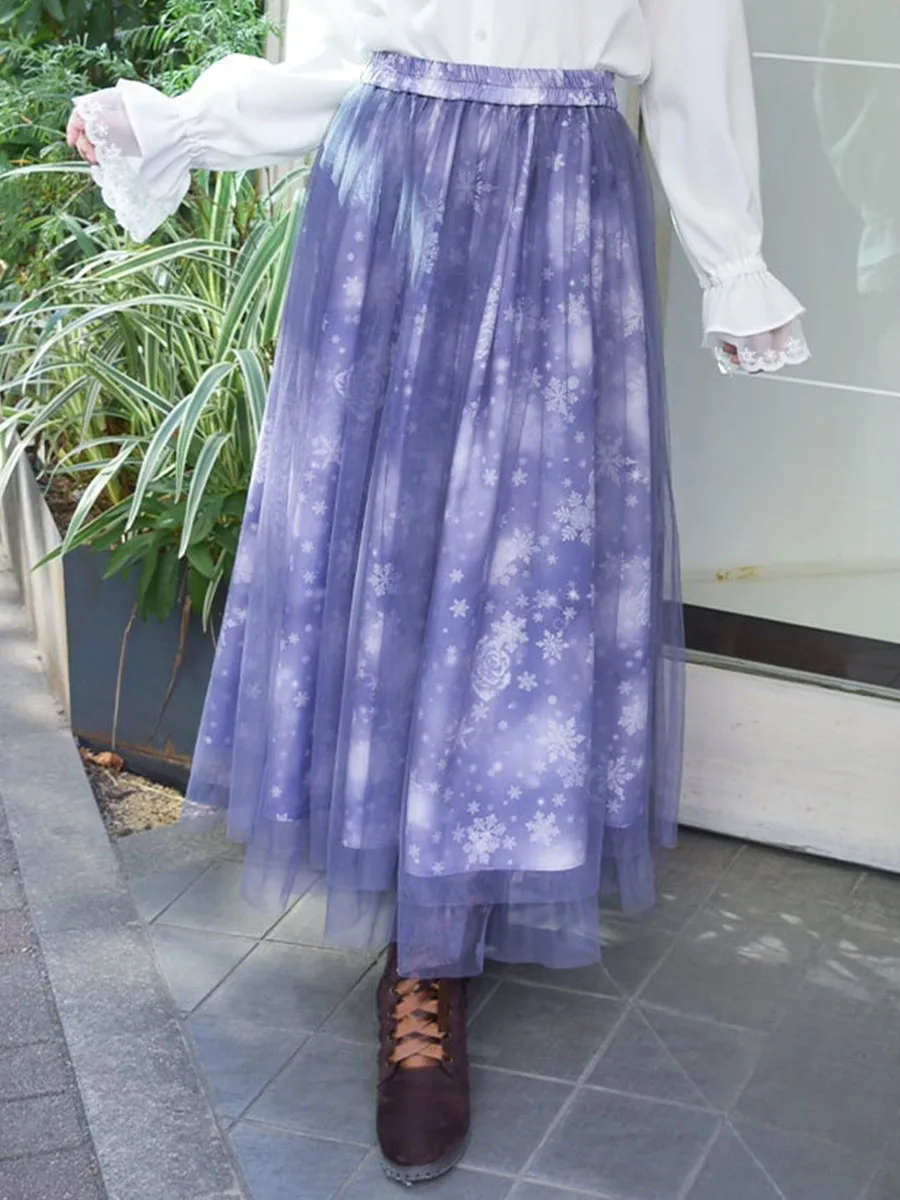 

Юбка Ele Rose с принтом снежинок и эластичной талией для женщин, молодежная, А-силуэт, для повседневной носки и поездок на работу