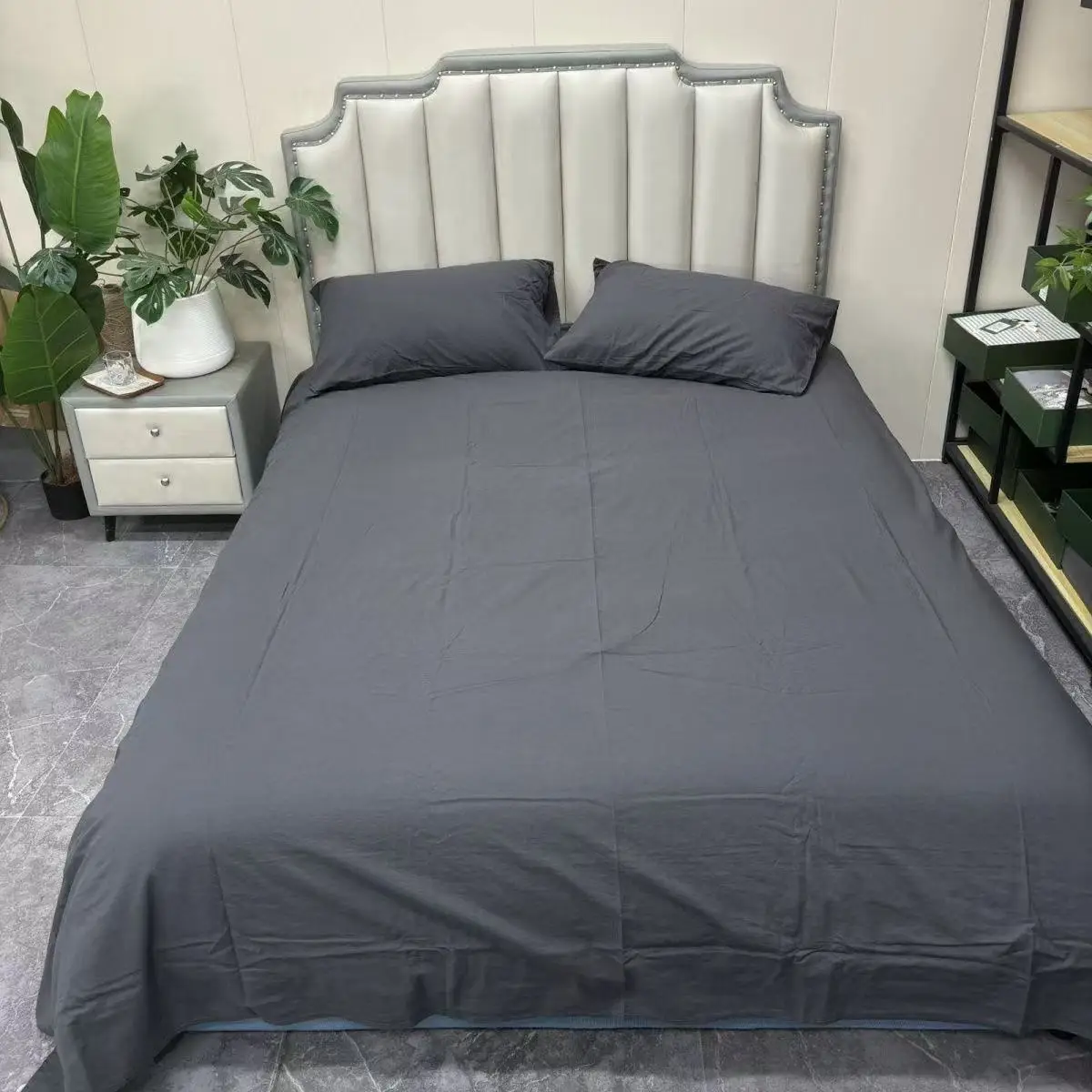 100% Washed Linen Sheet Set Natural Flax Flat Sheet 2 Pillowcases Fitted Sheet Breathable Soft Farmhouse Bedding Bedsheet Set