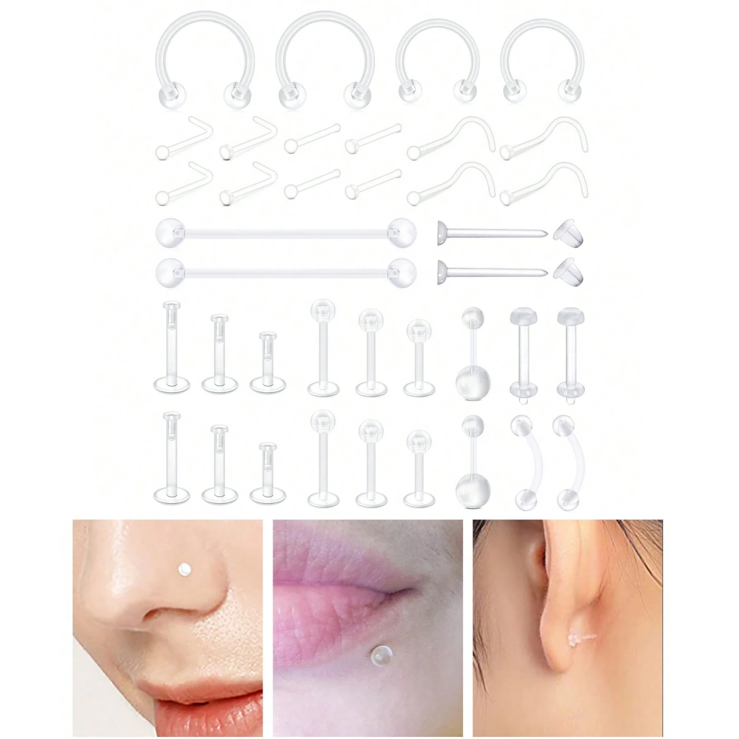 18-44Pcs Clear Pier…