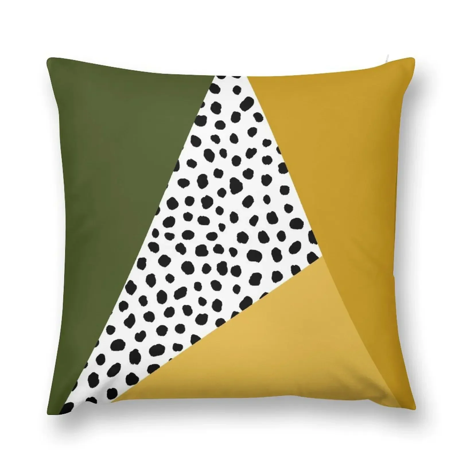 Geometric Polka Dot, Black, Olive Green and Yellow Ochre Throw Pillow Throw Pillow Covers Couch Pillows pillow