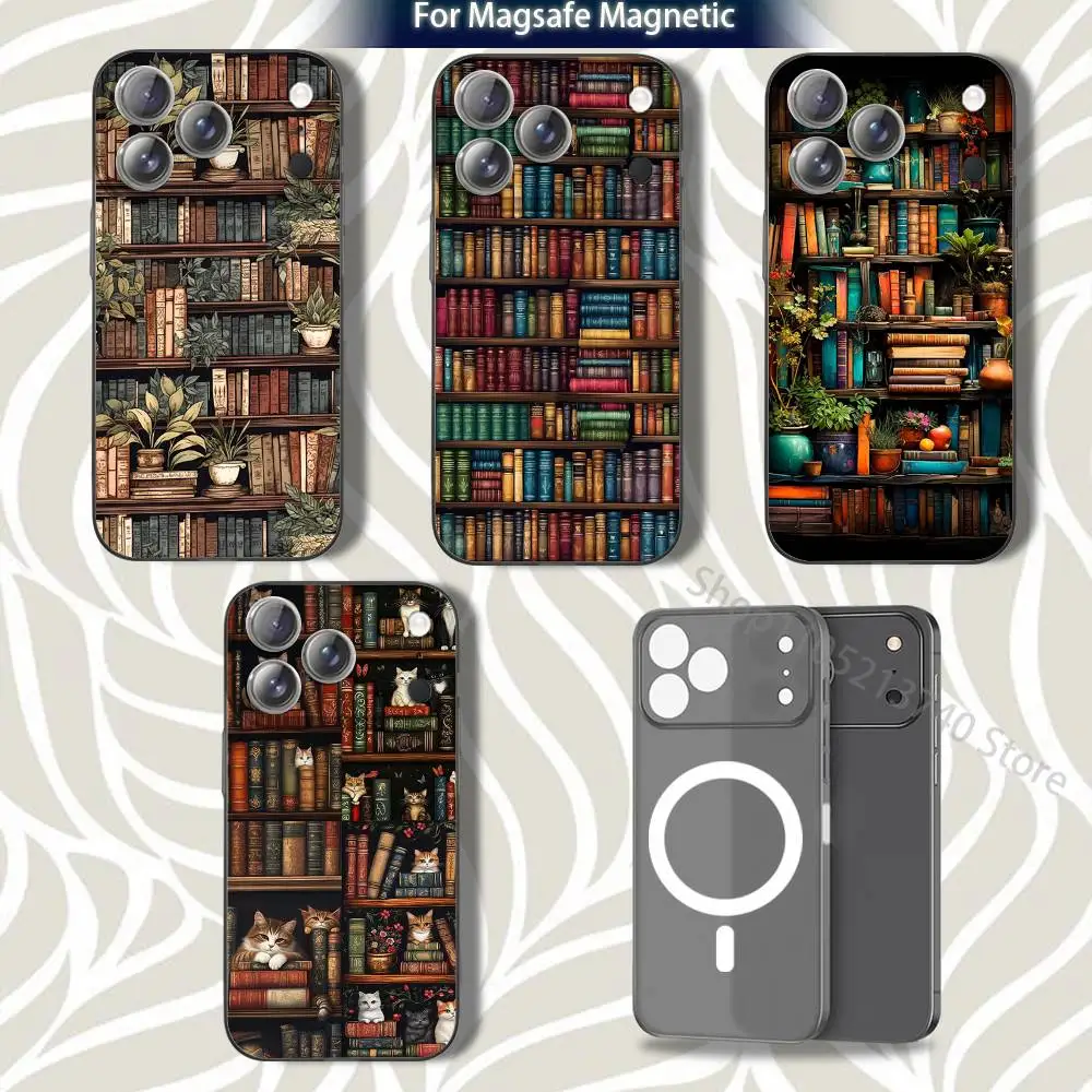 

B-Book Shelf C-CreativeS Frosted Phone Case For iPhone 17,12,11,14,13,15,16,Plus,Air,Pro,Max,E,Mini for MagSafe Magnetic Grey