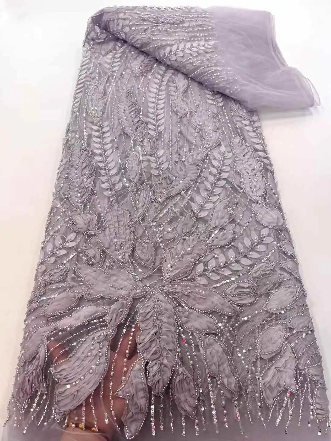 2025 جديد الأبيض جودة عالية الأفريقي أقمشة الدانتيل الفرنسية صافي التطريز الترتر مطرز تول أقمشة الدانتيل لفساتين الزفاف