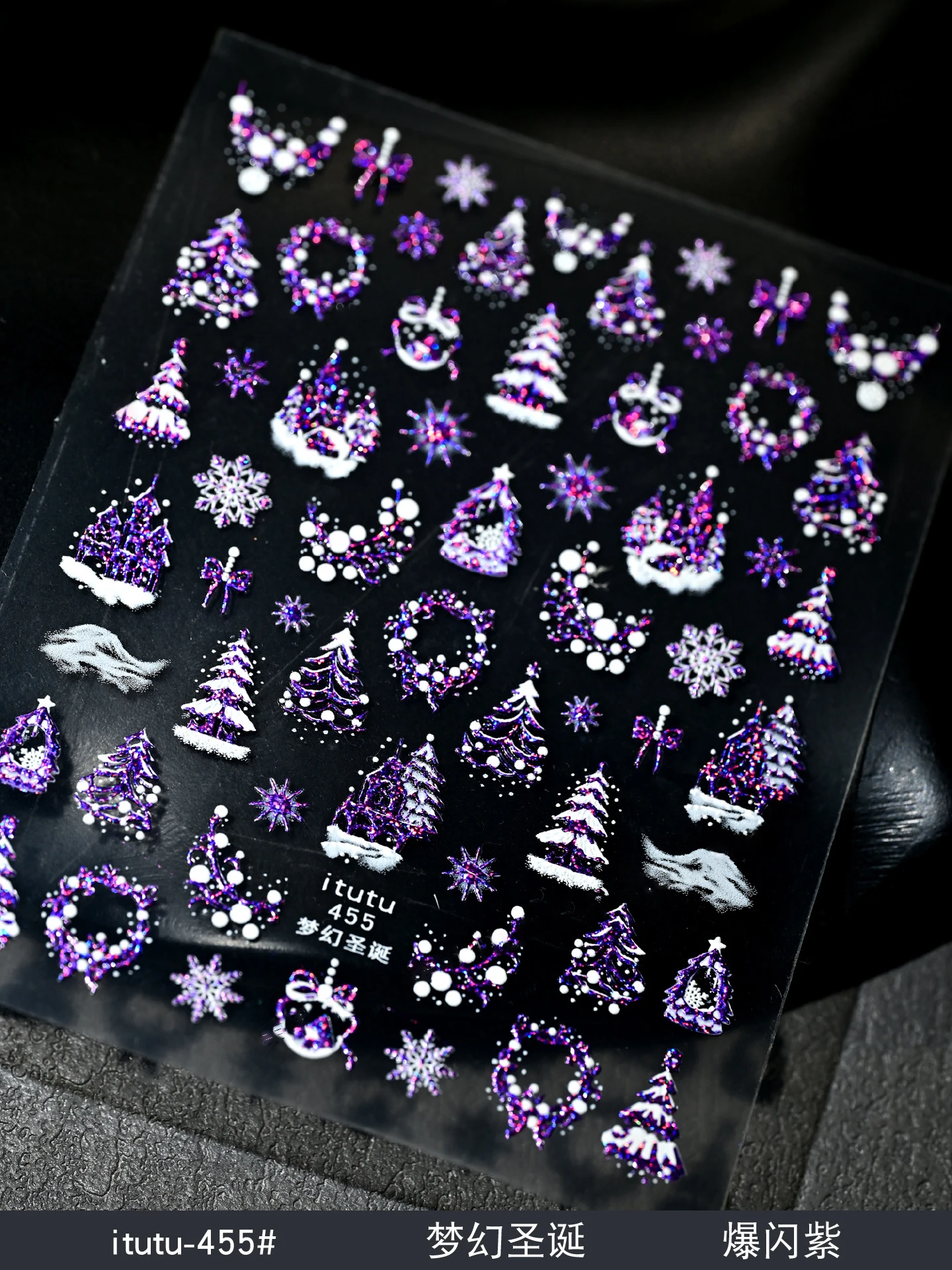 5D reliëf gouden kasteel/slinger/kerstboom nagelstickers witte sneeuwvlokken boog ster nagelstickers zelfklevende kerst nageldecoratie